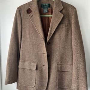 Lauren Ralph Lauren Blazer With Elbow Pads - 6P - Chevron Wool
